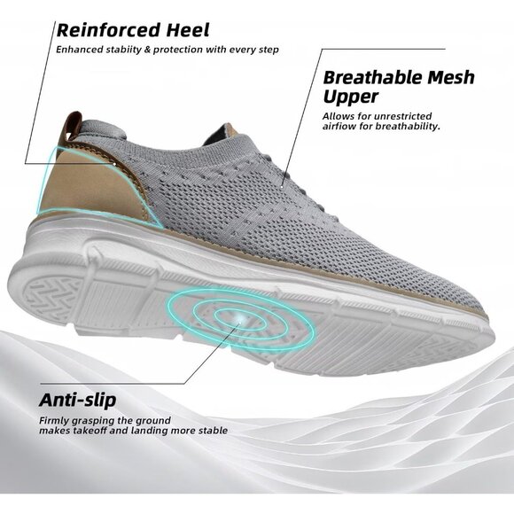 ⚡Men's Z53 Grey Mesh Casual Walking Business Oxfords Work Lightweight Sneakers - Picture 7 of 7
